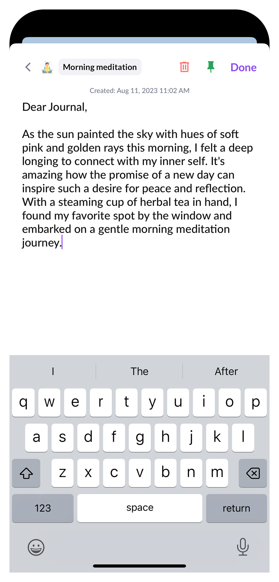 Mindrobe Journal screen