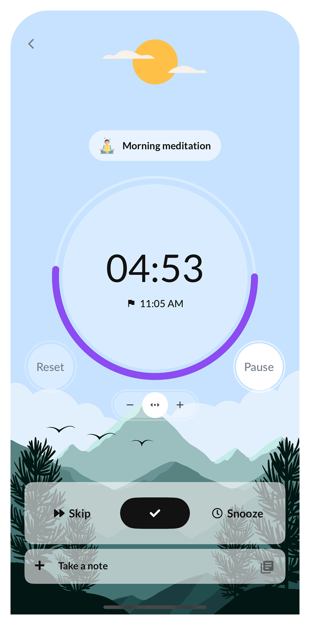 Mindrobe meditation timer screen